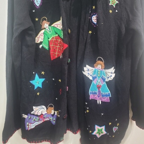 The Quacker Factory Angel Christmas cardigan size small - Picture 2 of 6